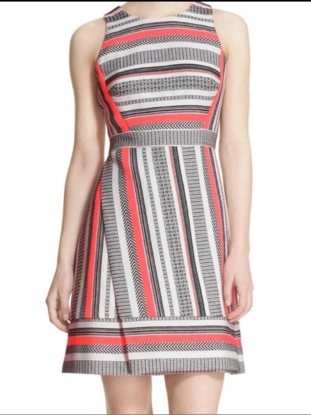 kate spade flights of fancy Black & White Striped Sleeveless Midi Dress size 12